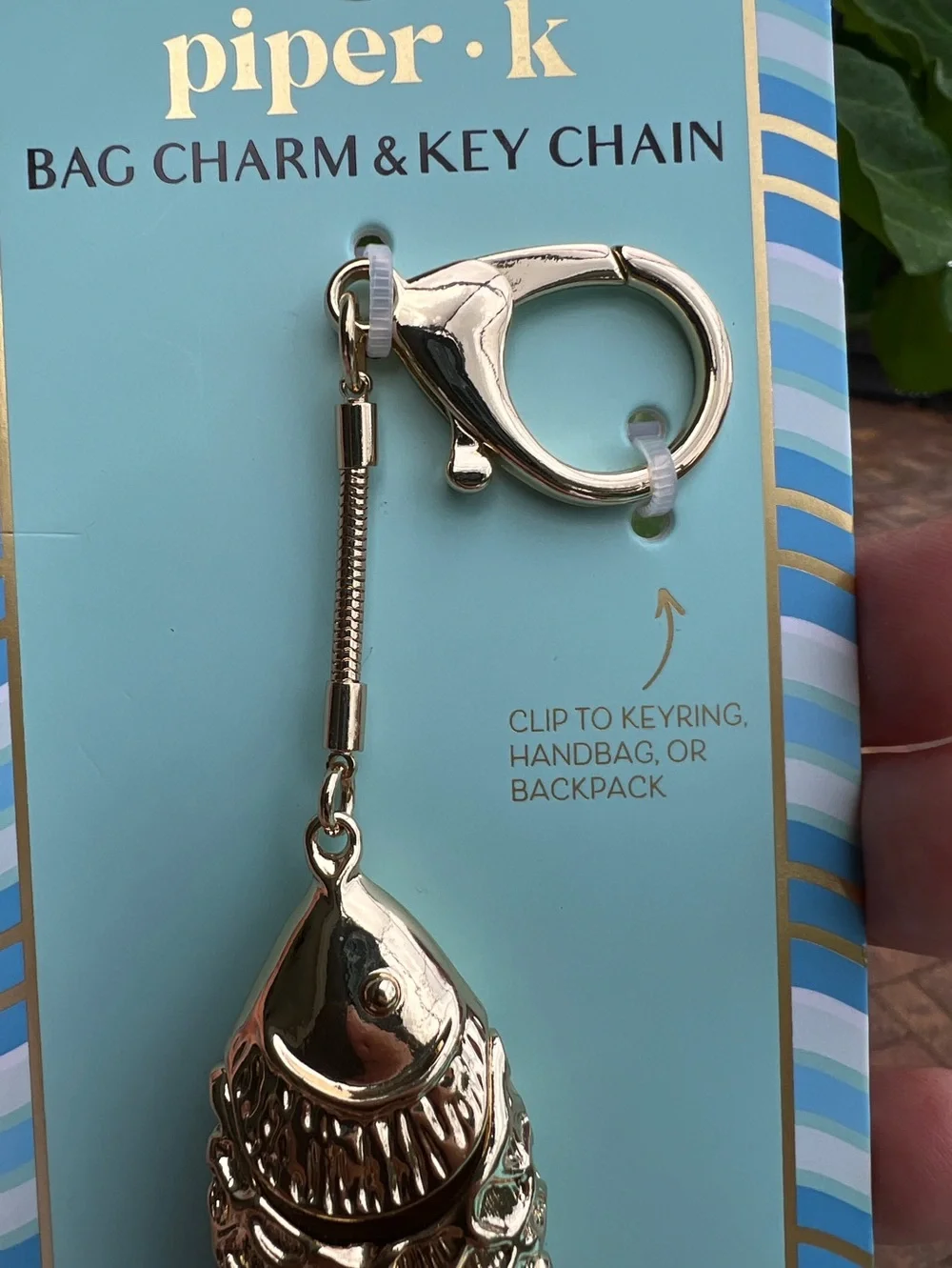 Piper K Gold Fish key chain bag charm